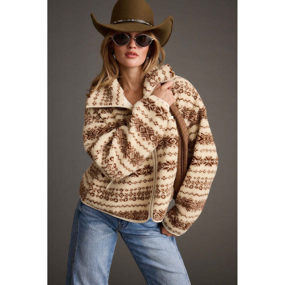 12th Tribe Arizona Cream Printed Sherpa Jacket Size SS